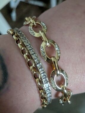 Macy's On 34th Gold-Tone Pave Crystal Link Bracelet